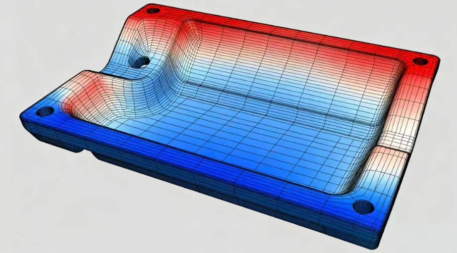 FEA simulation showing stress distribution on a die cast component