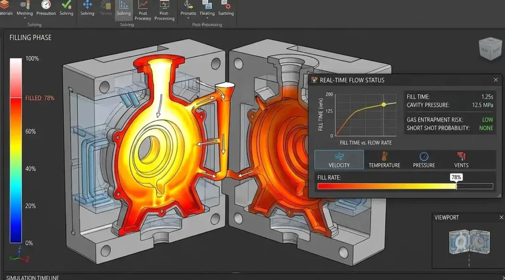 AI-driven mold flow simulation for optimizing casting alloys and reducing manufacturing defects.