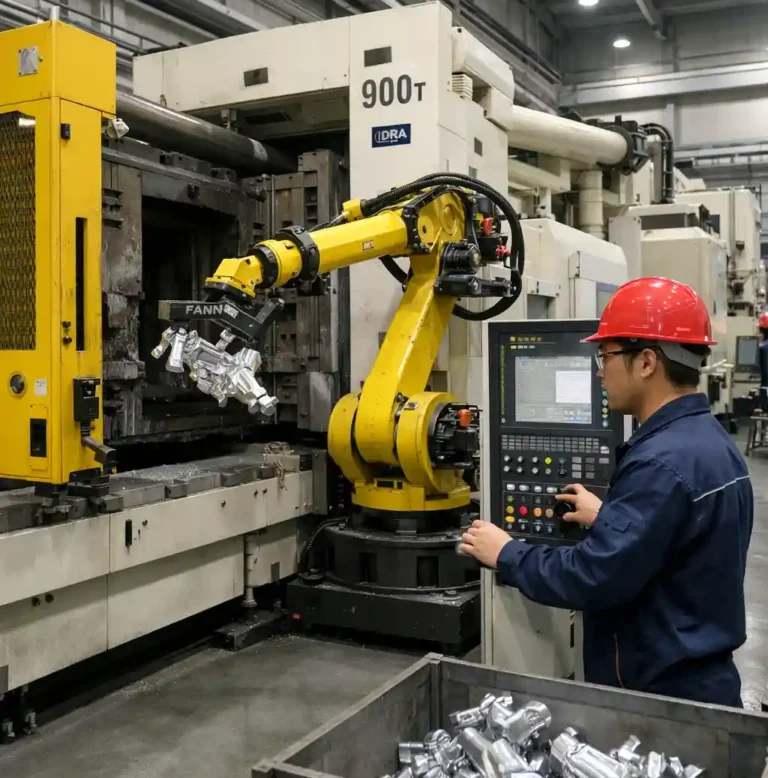 auto die casting process for automotive manufacturing showing aluminum parts production line