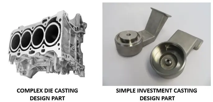 complex die casting vs simple investment casting part