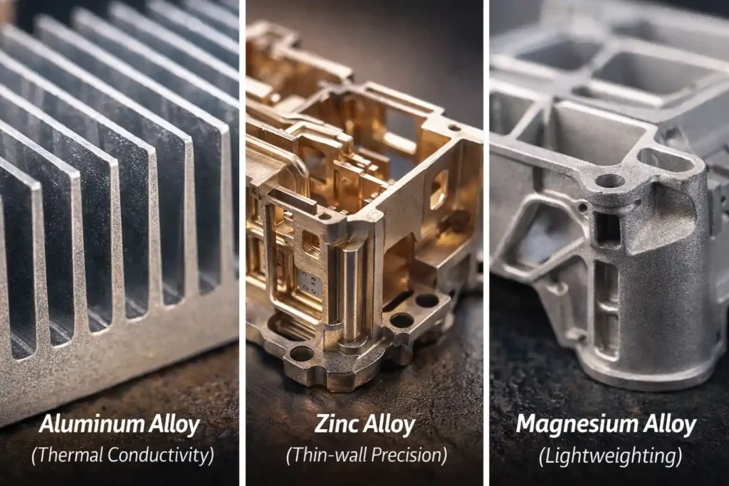 Comparison of aluminum, zinc, and magnesium die cast parts