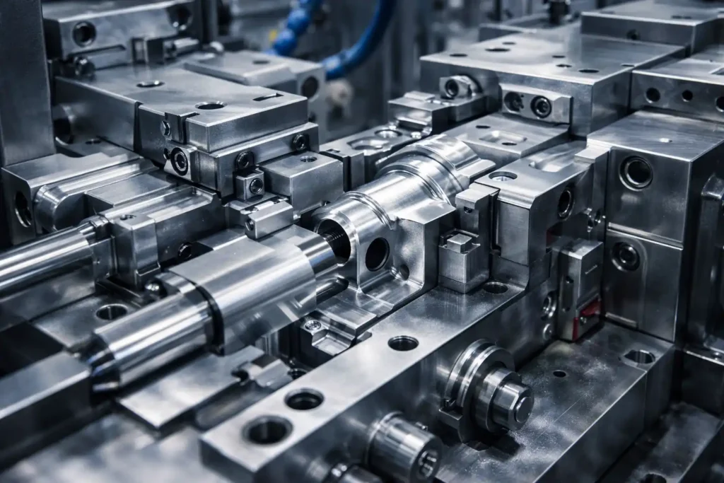 Side action slides in die cast tool design for complex parts