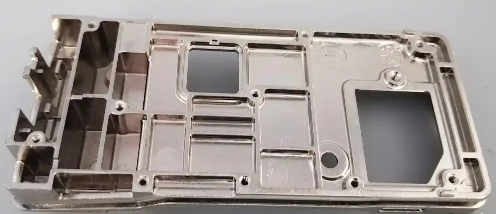 cross section of aluminum die casting housing showing wall thickness ribs and internal structure