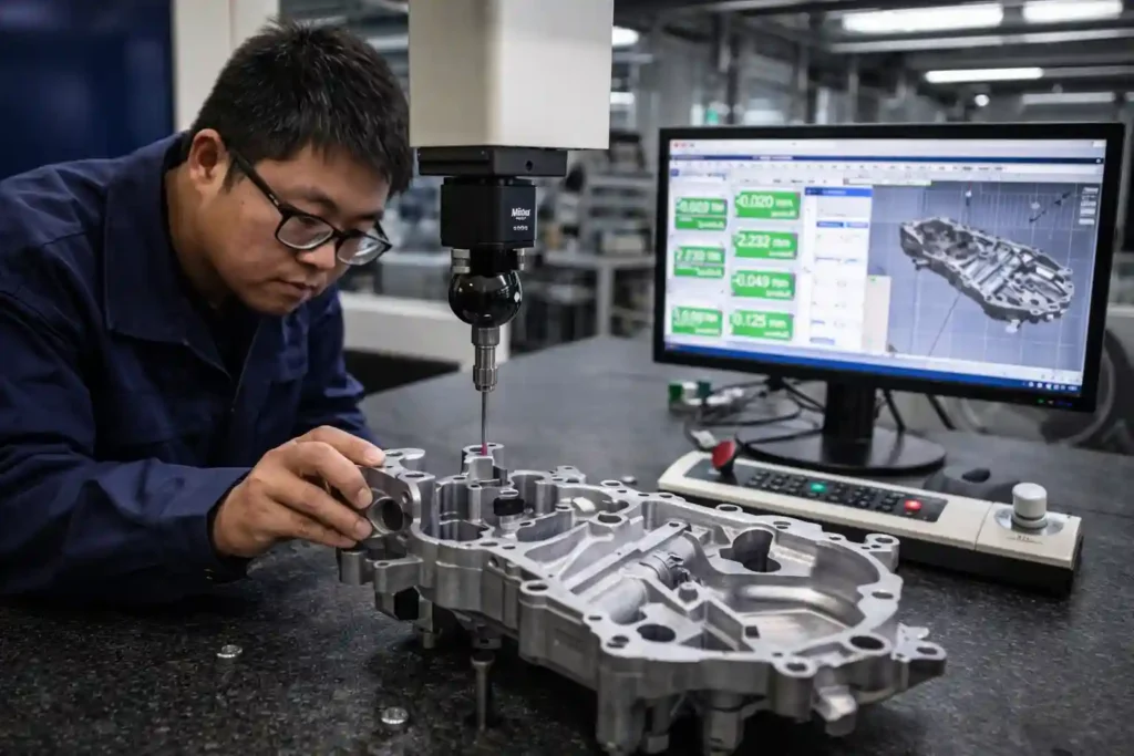 precision measurement of automotive die casting part using CMM machine