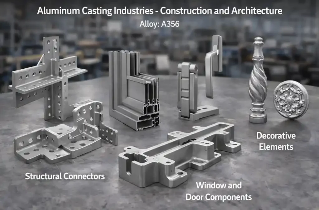 Aluminum Casting Industries-Construction and Architecture Industry Applications: Structural connectors, Window and door components, Decorative elements