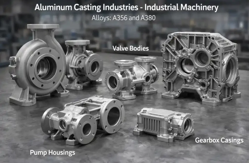 Aluminum Casting Industries-Industrial Machinery Industry Applications: Pump housings, Valve bodies, Gearbox casings