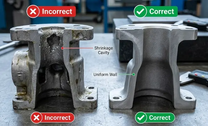 comparison of cross-sections before and after DFM optimization