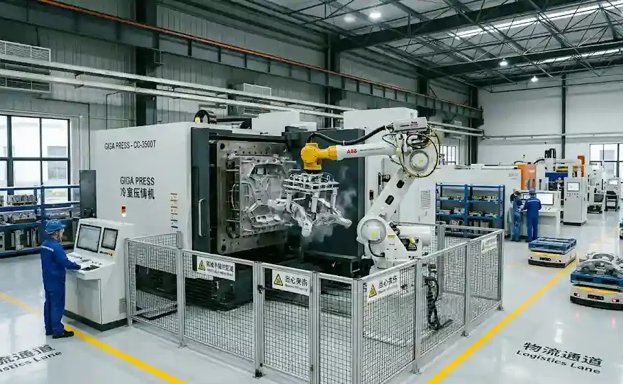 automated auto die casting production line with robotic arm