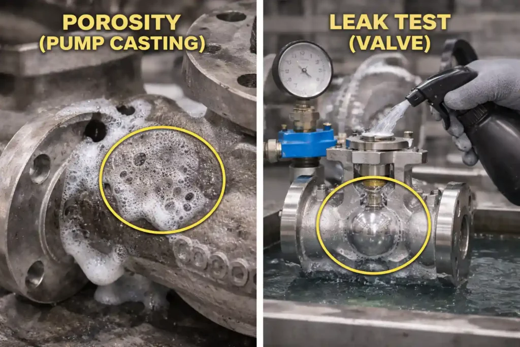 pump casting porosity vs valve casting leakage defect