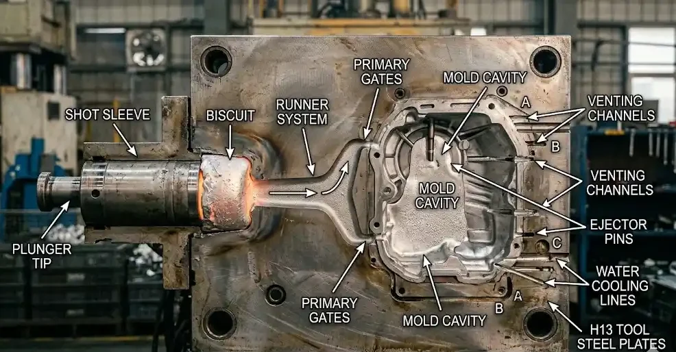 gate and runner system design in zinc die casting mold