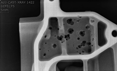 porosity defect in aluminum die casting process shown by x-ray inspection