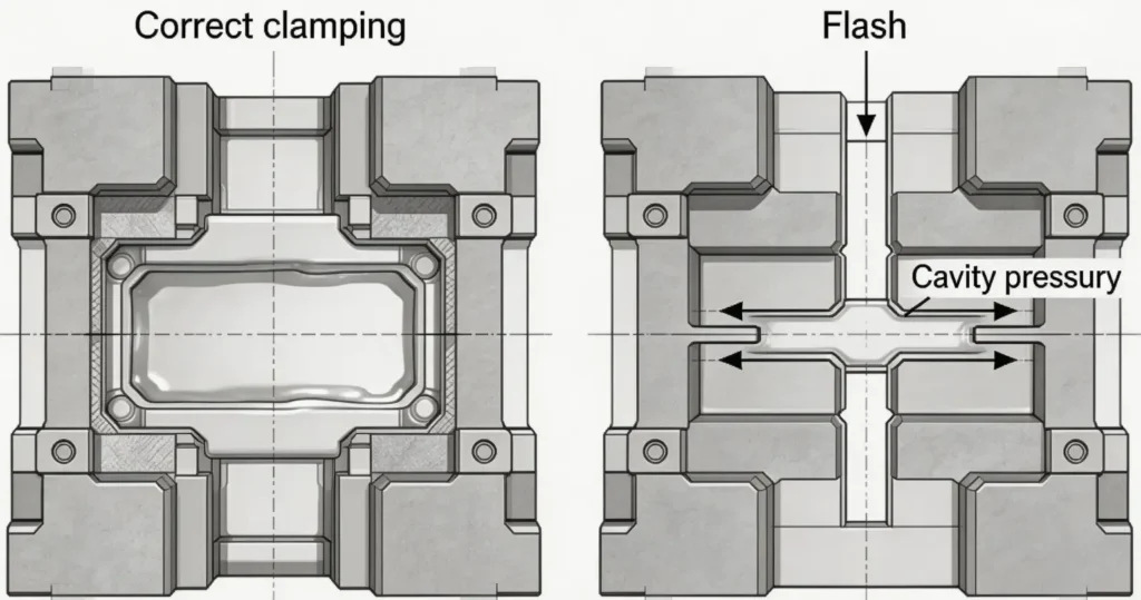 insufficient clamping force mold separation