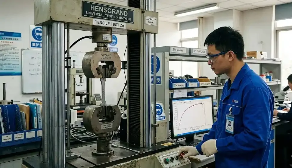 mechanical strength testing of zinc die casting components