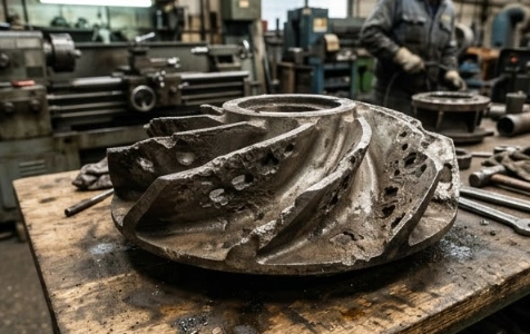 pump casting cavitation damage on impeller