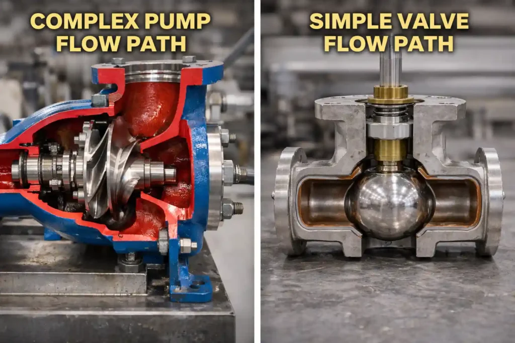 pump casting complex flow channel vs valve casting simple passage