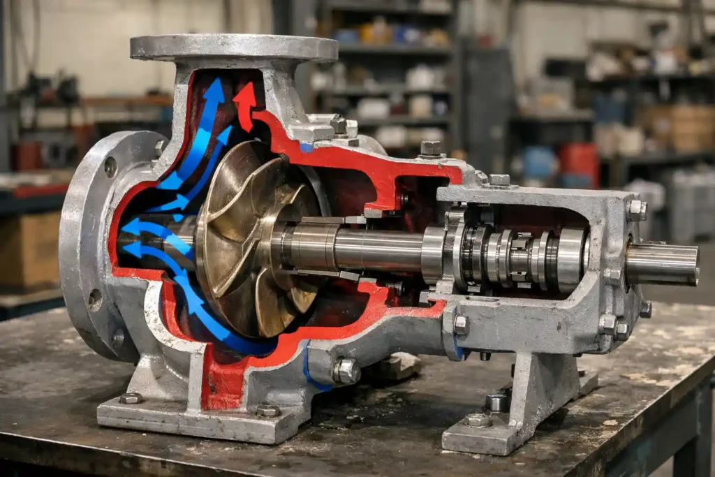 pump casting structure showing housing and internal flow channels