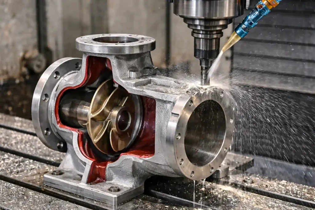 CNC machining of pump sealing surface for flatness control