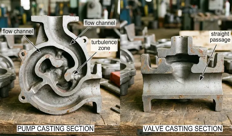 pump vs valve casting internal structure comparison