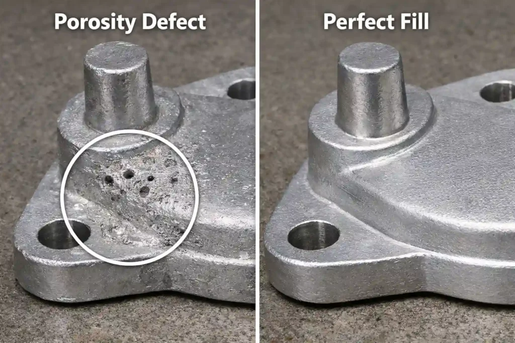 porosity defect vs high quality zinc die casting part