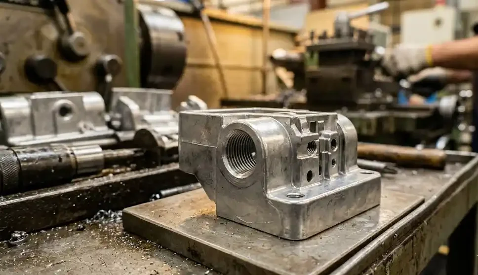 Close-up of precision zinc die casting parts with smooth surface finish and complex geometry