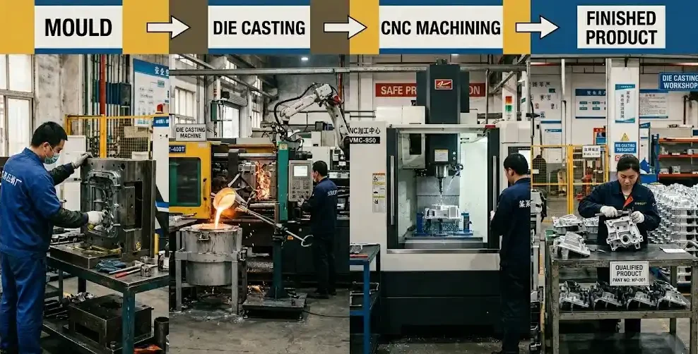 zinc die casting manufacturing process from mold to finished part