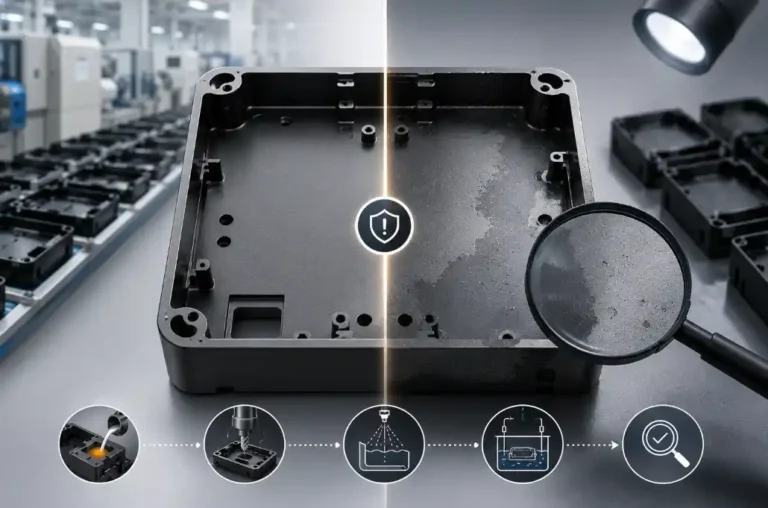 Comparison of stable and defective anodized die cast aluminum parts during mass production