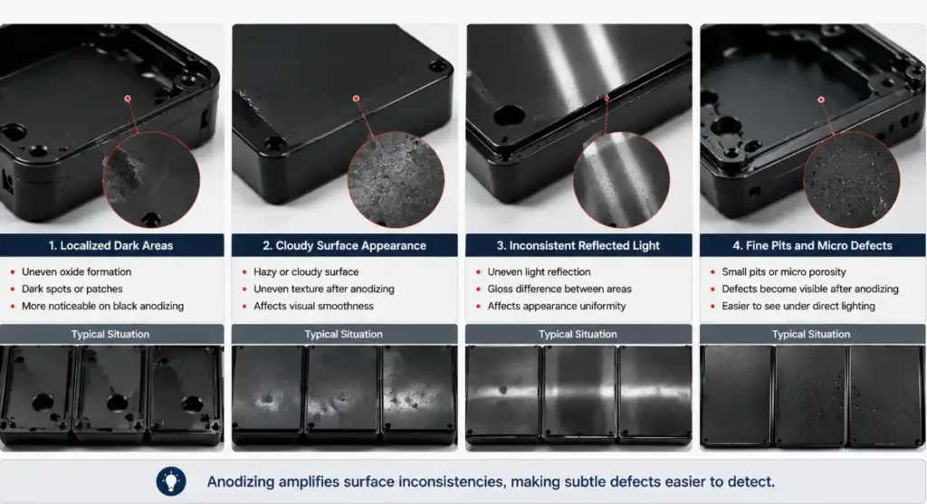 common anodizing defects localized cloudy pits 1
