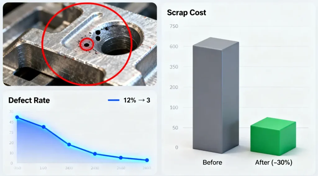 die casting scrap rate reduction case study chart